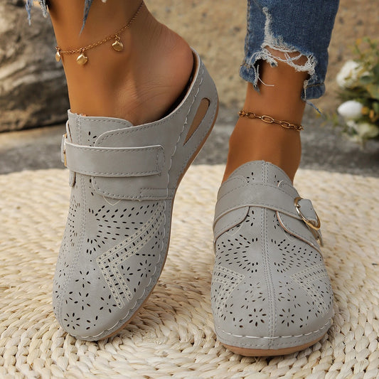 Women's Suede Round Toe Wedge Sandals