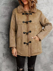 Faux Suede Sherpa Lined Toggle Coat