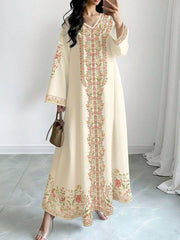 Long Sleeve Maxi Dress with Floral Detail