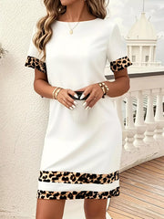 Leopard Trim Mini Dress