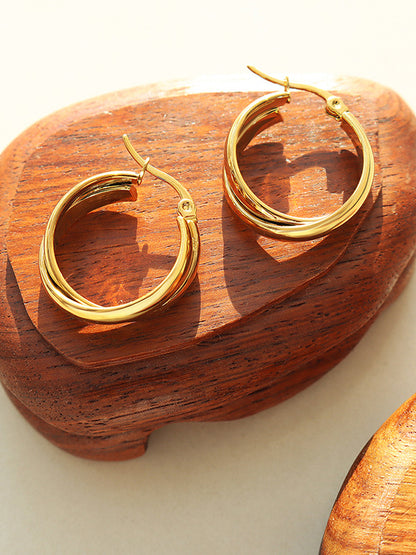 18K Gold-Plated Titanium Steel Huggie Earrings