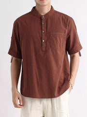 Men's Plus Size Button Detail Short Sleeve Shirt