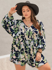 Plus Size Printed Romper Shorts