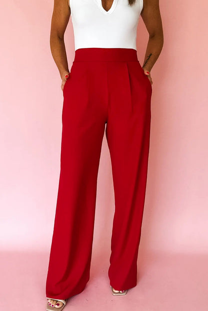 Pleated Detail Pull On Pants
