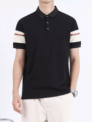 Men's Striped Sleeve Casual Polo