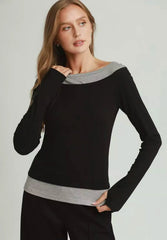 Umgee Layered Twofer Long Sleeve Top