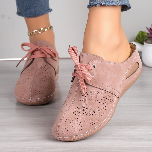 Women's Lace-Up Round Toe Wedge Sandals